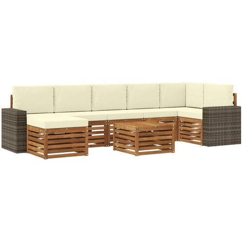 vidaXL Zunanja garnitura za sedenje z blazino 8 pcs Naravna in smetana, (5000280905) Cene