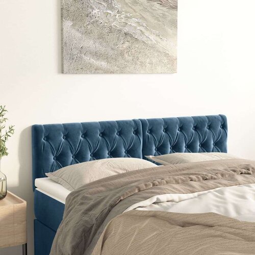  Posteljno vzglavje 2 kosa temno zeleno 72x7x78/88 cm žamet, (20954131) Slike