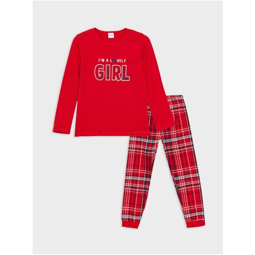 LC Waikiki Crew Neck Printed Long Sleeve Girls' Pajamas Set Slike