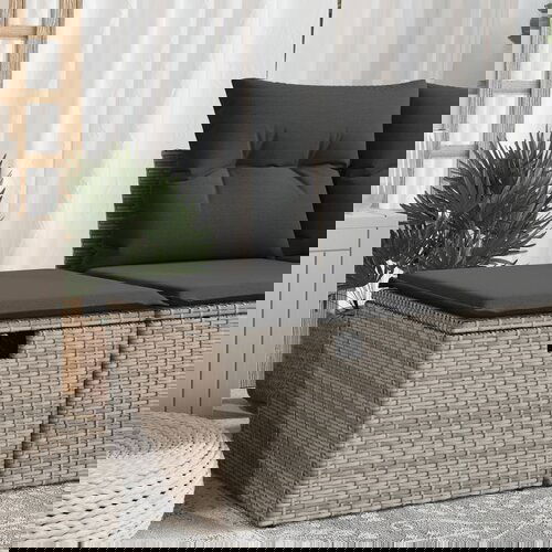 vidaXL Vrtni tabure s jastukom sivi 55 x 55 x 37 cm od poliratana Cijene