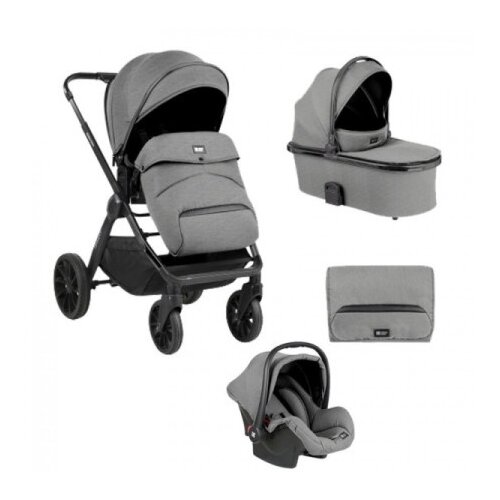 Kikka Boo Kolica Tiffany 3in1 premium set sa autosedi&amp;scaron;tem I-Xtend I-size i tvrdom korpom Light Grey ( KKB20152 XTSET ) Slike