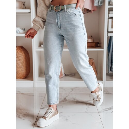 DStreet Spodnie damskie jeansowe mom fit z paskiem JEANMOM j.niebieskie Slike