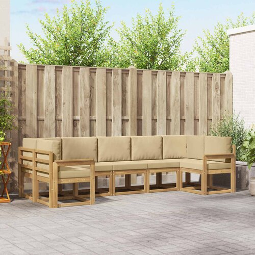  Set vanjskih sofa 7 kom. Bijela i bež Smeđa 304 x 128,5 x 73 cm Cene