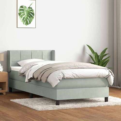 Box Spring krevet s madracem svijetlo sivi 80x210 cm baršun Cene