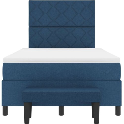 VidaXL Box Spring Krevet s Madracem i Klupom Plavi 120x200 cm Tkanina Slike