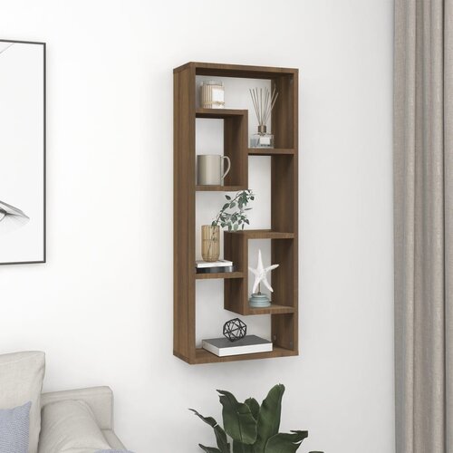vidaXL Stenska polica rjavi hrast 36x16x90 cm konstruiran les Cene