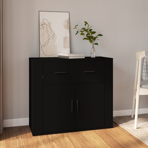 vidaXL Komoda črna 80x33x70 cm inženirski les Cene