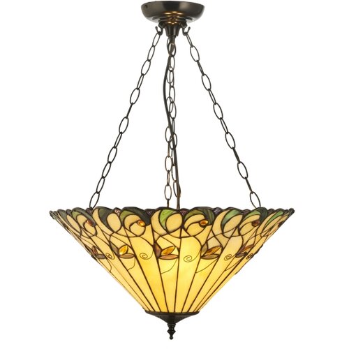 Endon 111881 - Luster na lancu Tiffany JAMELIA 3xE27/10W/230V prečnik 50 cm Slike