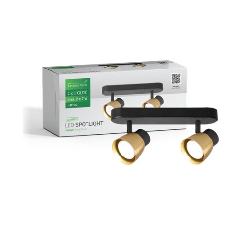 Greentech gu10 x 2 LED spot svetiljka zlatno-crna ( ambre-2 ) Slike