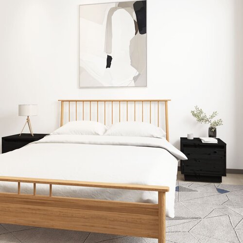 VidaXL Noćni ormarići 2 kom crni 35 x 34 x 32 cm od masivne borovine Slike