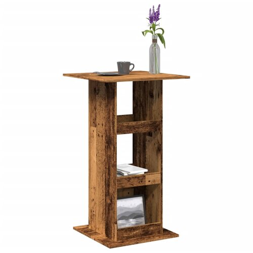 vidaXL Barska miza s policami starinski les 60x60x102 cm inž. les Cene