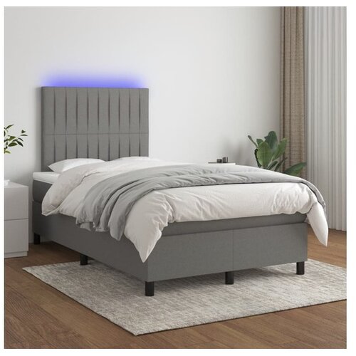  Krevet box spring s madracem LED tamnosivi 120 x 200 cm tkanina Cene