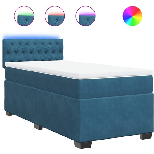 vidaXL Box spring postelja z vzmetnico modra 90x190 cm žamet, (21310024) Cene