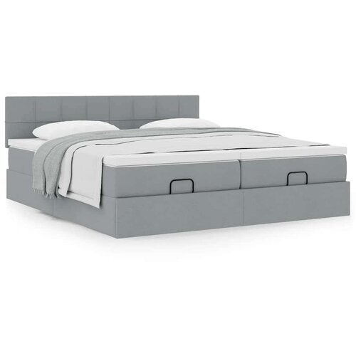 vidaXL Otomanski posteljni okvir z vzmetnicami siv 160x200 cm blago Cene