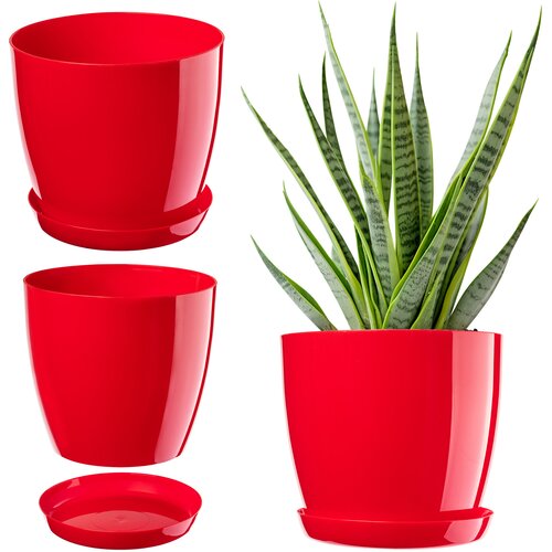 KADAX Cvetlični lonec s krožnikom Plastični pokrov Cvetlični lonec 14 cm Rdeče rože (5000345983) Cene