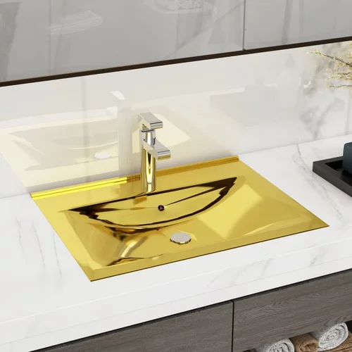  Umivaonik sa zaštitom od prelijevanja 60x46x16 cm keramički zlatni