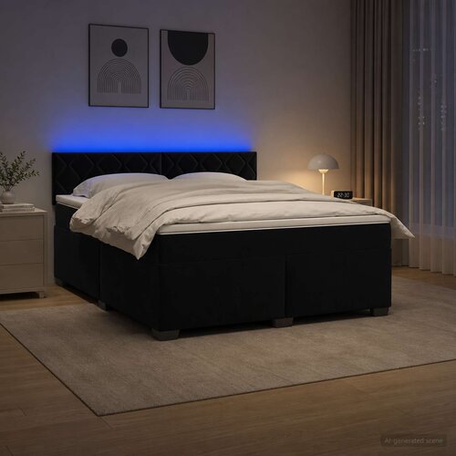  Krevet s box springom, madracem i LED-om Crna 160 x 200 cm Slike