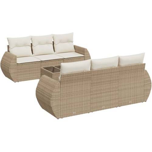  7-dijelni set vrtnih sofa od poliratana s jastucima bež 70 x 62 x 69 cm Slike