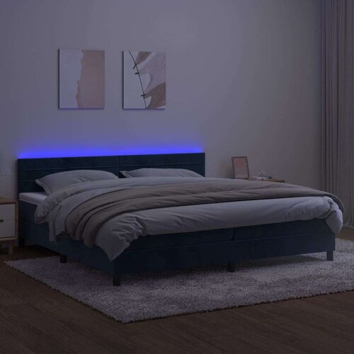  Box spring s madracem LED tamnoplavi 200x200 cm bar&amp;scaron;un Slike