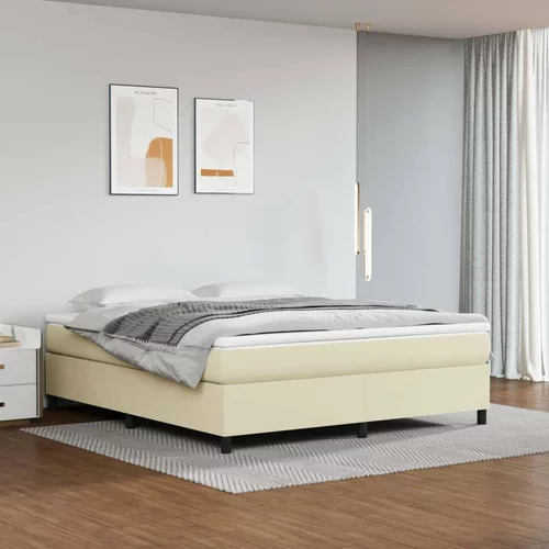  Box spring postelja z vzmetnico krem 160x200 cm umetno usnje, (20789890)