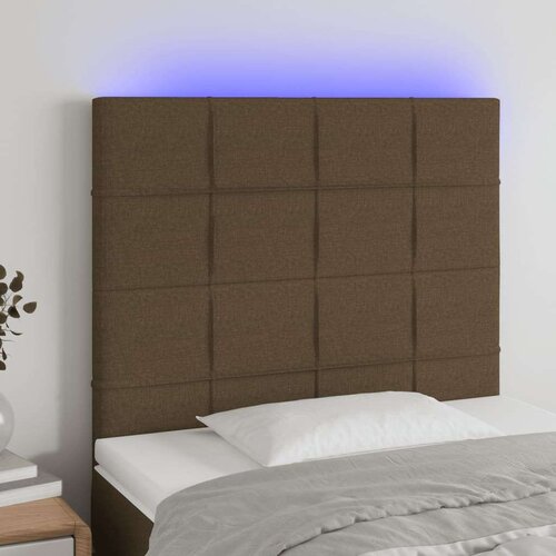  Posteljno vzglavje temno rjavo 100x5x118/128 cm blago, (20953308) Slike