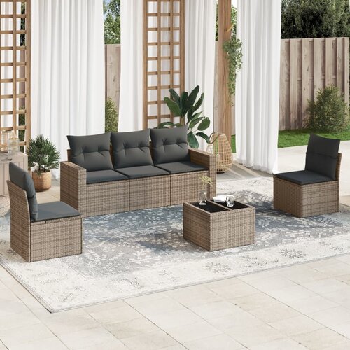 vidaXL 6-dijelni set vrtnih sofa od poliratana s jastucima sivi Cijene