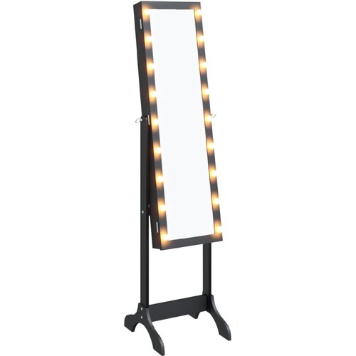  Samostojeće ogledalo s LED svjetlima crno 34 x 37 x 146 cm Slike
