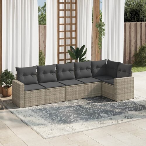 vidaXL 6-dijelni set vrtnih sofa od poliratana s jastucima svjetlosivi Cijene