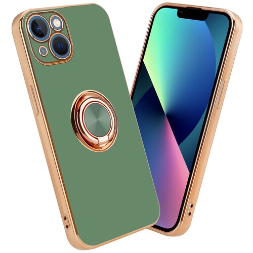 Cadorabo Ohišje, združljiv z Apple v sijajni svetlo zeleni barvi - Zlato z obročem - Zaščitni pokrov iz fleksibilnega silikona TPU, z zaščito pred kamero in držalom magnetnega avtomobila, (20593720) Cene