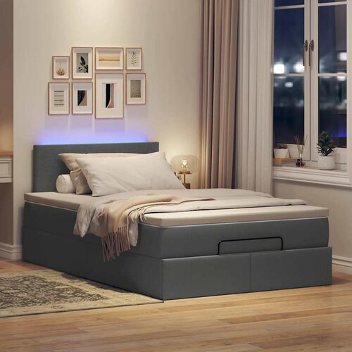 VidaXL Otomanska postelja z vzmetnico siv 120x190 cm blago Slike