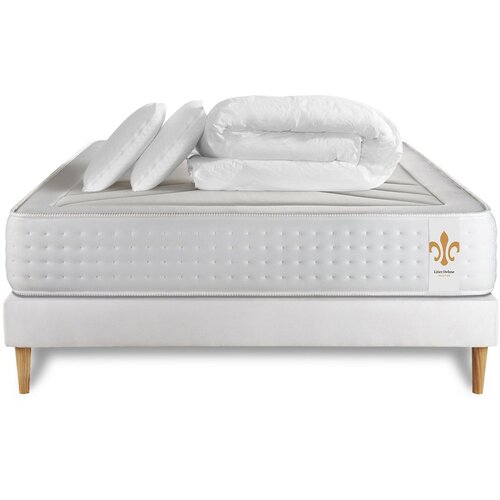 Litier Deluxe Kompletni paket za posteljo - Vzmetnica 200x200 cm + Vzmetnica z letvami (komplet) + 2 vzglavnika + Prevleka - Vingt-Quatre, (21613991) Cene