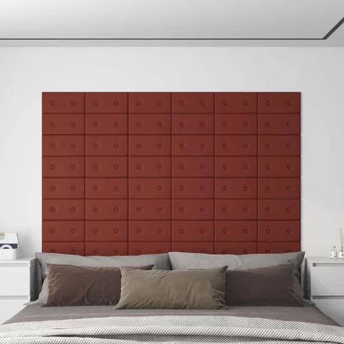  Zidne ploče 12 kom boja vina 30 x 15 cm od umjetne kože 0,54 m²