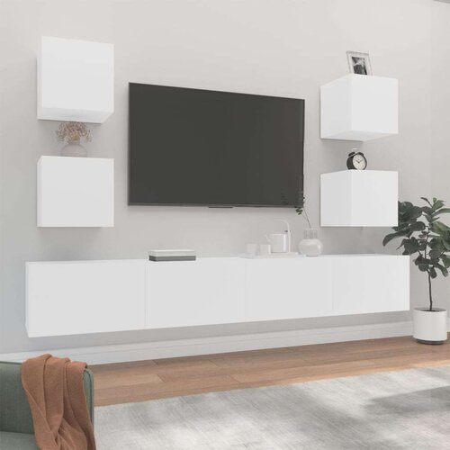  6-dijelni set TV ormarića bijeli od konstruiranog drva Cijene