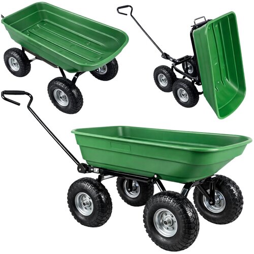  Vrtna kiper kolica za prijevoz tereta Tilting Tray 120 kg - zelena Slike