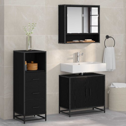  Set namje&scaron;taja za kupaonicu 3 kom. Crni hrast 65 x 33 x 60 cm Cijene