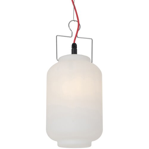 QAZQA Buiten hanglamp wit 20 cm met rode stekker IP44 - Pion Slike
