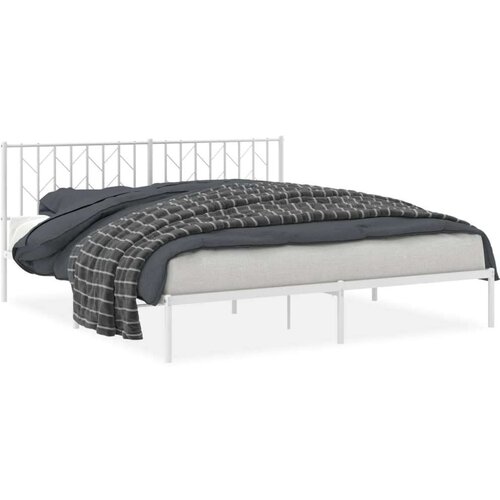 VidaXL Metalni okvir za krevet s uzglavljem bijeli 183x213 cm Slike