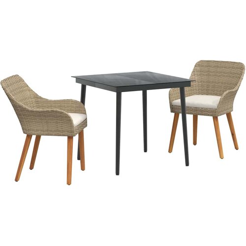 vidaXL Komplet za jedilnico v vrtu z blazino 3 pcs Bež poli ratan, (5000045444) Cene