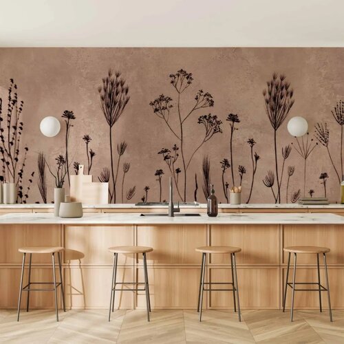 Foto tapeta - Wildflowers – black plants on lime-wash background 450x315 Cene