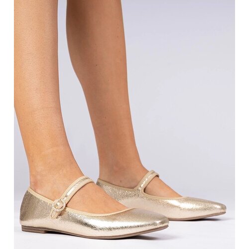 D/CEO marka niezdefiniowana Gold women&amp;#039;s ballet flats with rhinestones Marcelina Slike
