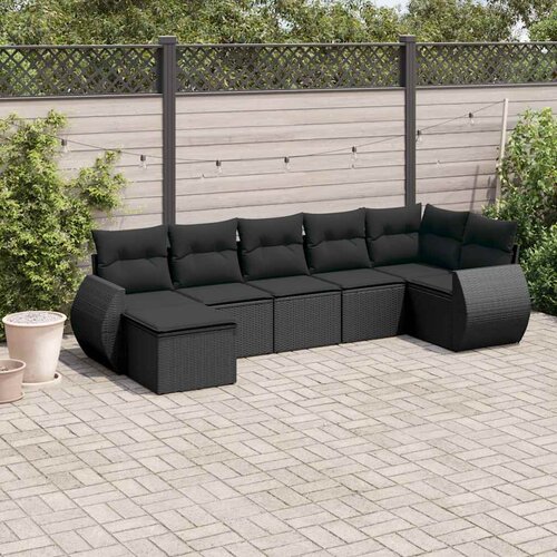  7-dijelni set vrtnih sofa od poliratana s jastucima crni Cijene