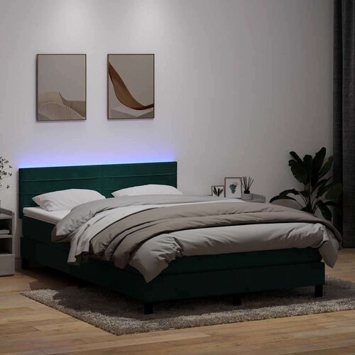 Box spring postelja z vzmetnico temno zelena 160x220 cm žamet, (21792989) Cene