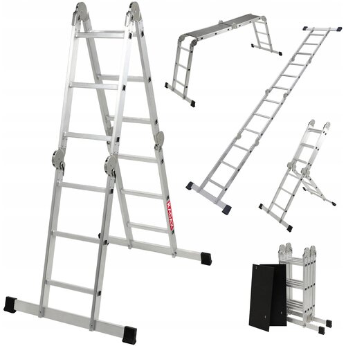 KADAX aluminijasta gospodinjska lestev 4x3 zložljiva večnamenska lestev 150 kg, (5000346214) Cene