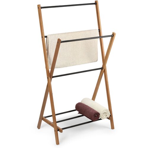 KADAX Držalo za brisače za kopalnico, črno, loft, jeklo, leseno, (5000361553) Slike