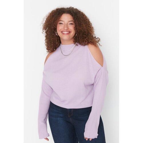 Trendyol Curve Lilac Cutout Detailed Knitwear Sweater Slike