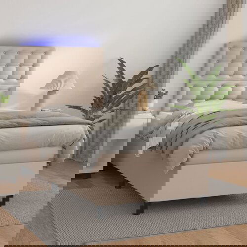 vidaXL Krevet box spring madrac LED cappuccino 90x190cm umjetna koža Cijene