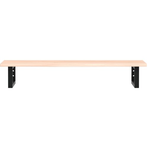 Zidna polica za umivaonik od čelika i masivne hrastovine Smeđa 100 x 40 x 2 cm Slike