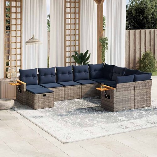  10-dijelni set vrtnih sofa od poliratana s jastucima sivi Cijene