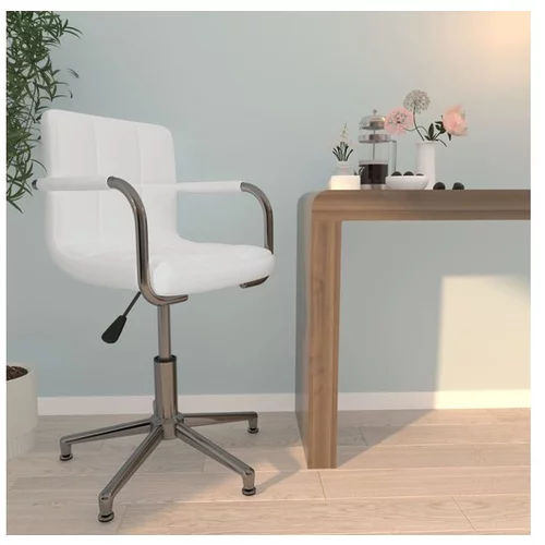  Vrtljiv pisarniški stol belo umetno usnje