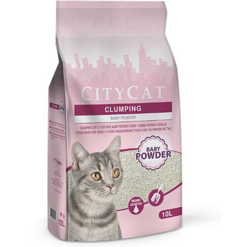 Citycat grudvajući posip za mačke sa mirisom bebi pudera 10l Slike